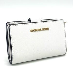 Michael Kors Bifold Zip Chain Wallet Optic White